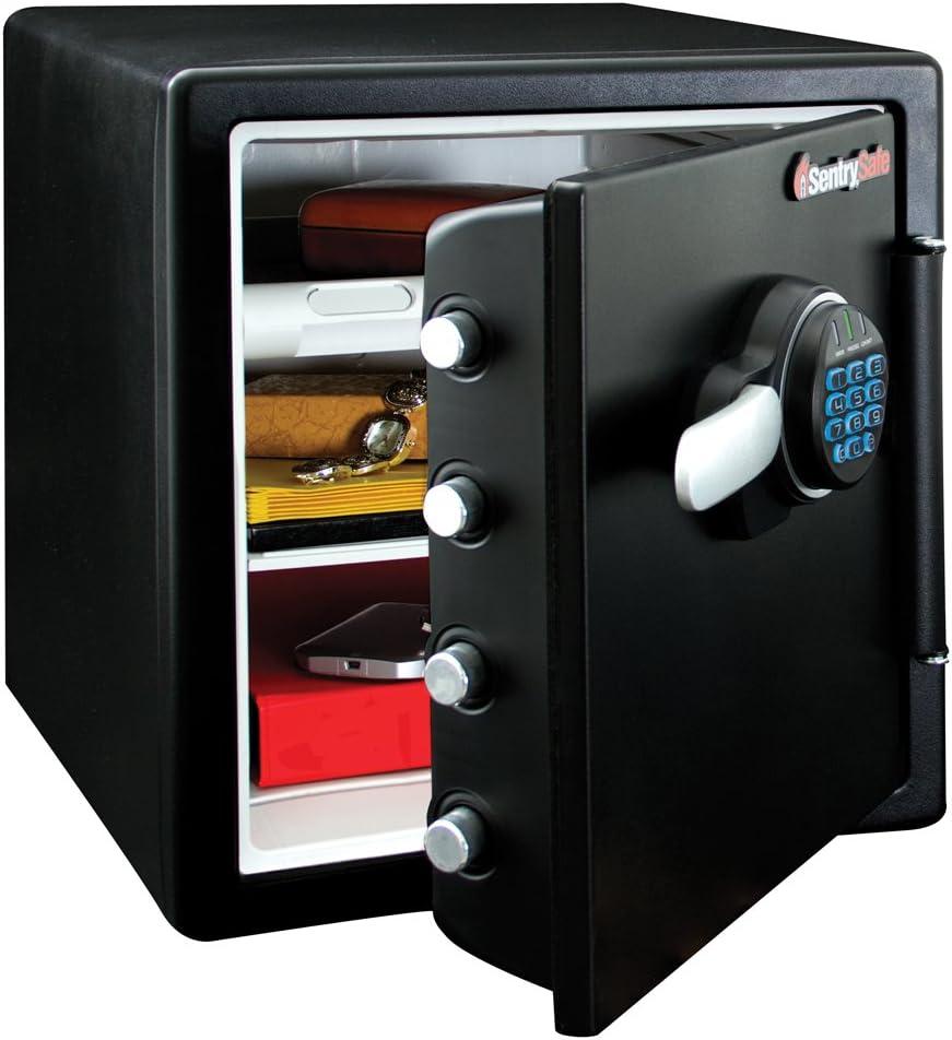 SentrySafe SFW123CU Fireproof Waterproof Safe with Dial Combination, 1.23 Cubic Feet, Black