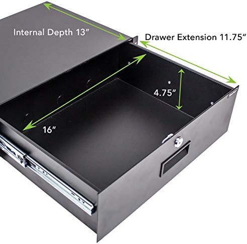 NavePoint Server Cabinet Case 19 Inch Rack Mount DJ Locking Lockable Deep Drawer with Key 3U Pack of 2