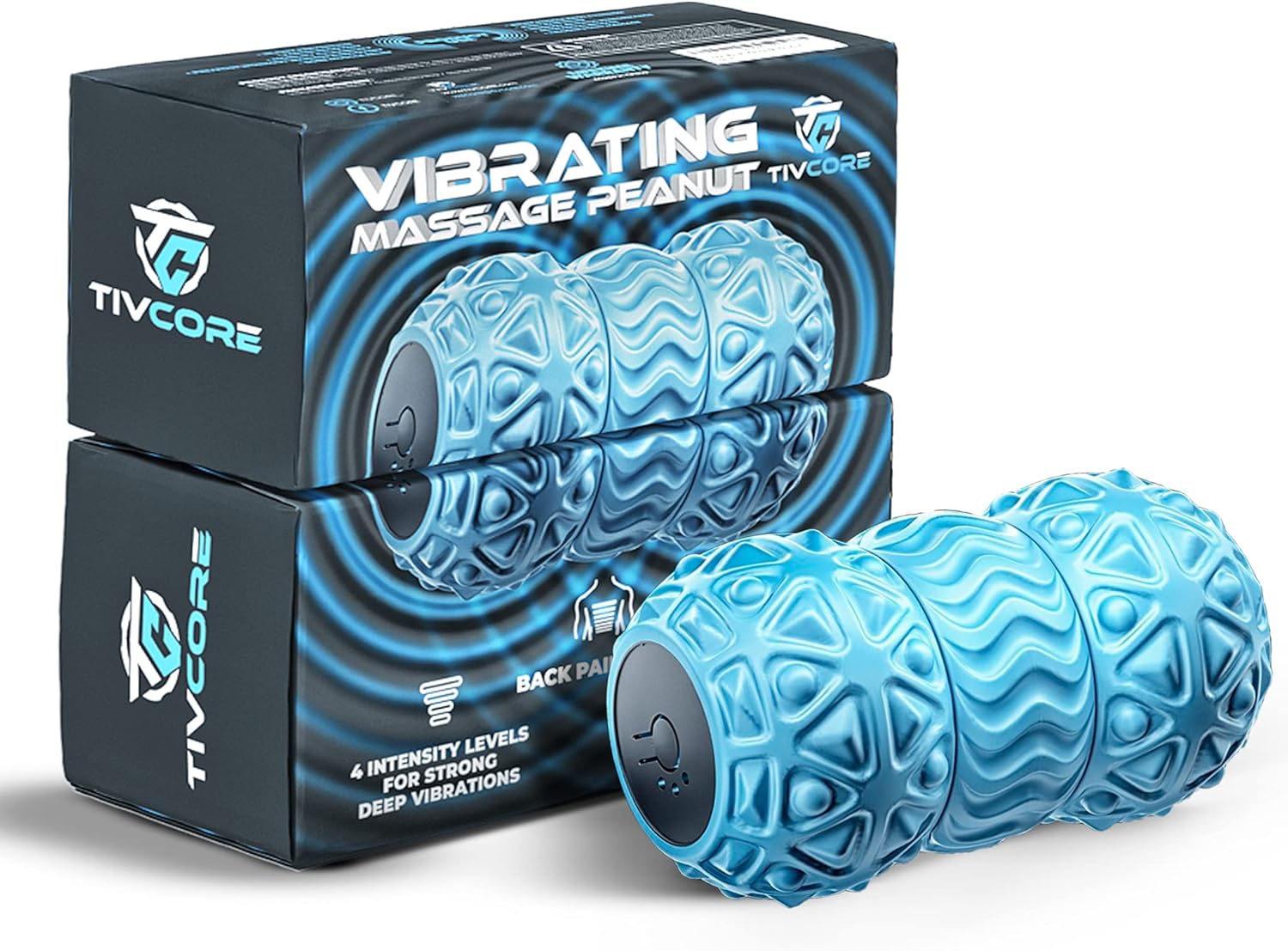 TIVCORE Vibrating Peanut Massage Ball for Physical & Trigger Point Therapy - Peanut Foam Roller for Mobility & Flexibility - Back, Neck, & Foot Massager for Deep Tissue Massage & Myofascial Release Pack of 2