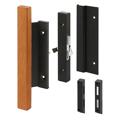 CRL C1061 Wood/Black Hook-Style Surface Mount Handle with 4-15/16x22 Screw Holes