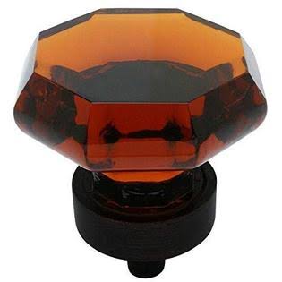 Cosmas 5268ORB-A Oil Rubbed Bronze Cabinet Hardware Knob with Amber Glass - 1-5/16x22 Diameter - 20 Pack