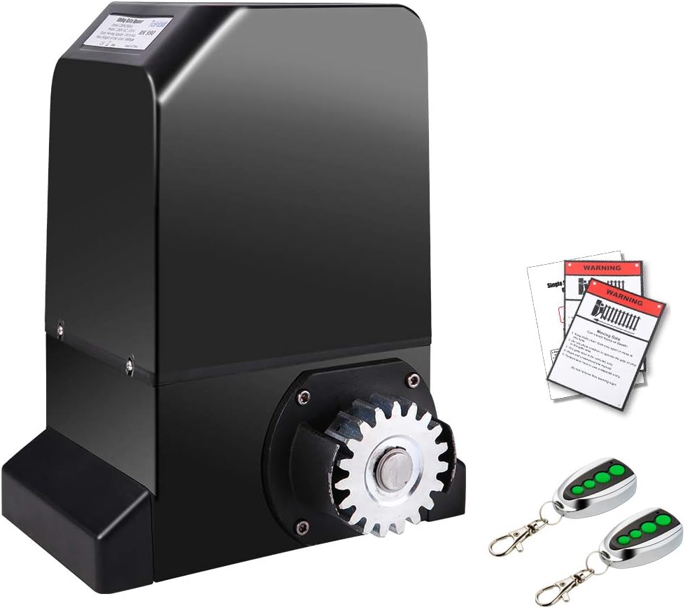 TOPENS RK990 Automatic Sliding Gate Opener Kit Rack Driven Sliding Gate Motor for Heavy Duty Slide Gates Up to 2200 Pounds, Driveway Security Slide Gate Operator