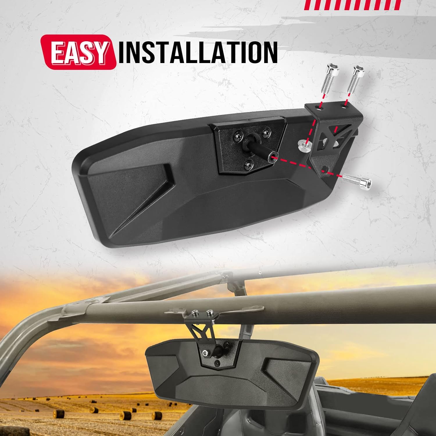 Kemimoto Maverick Sport Mirror, Rear View Panoramic Center Maverick Trail Interior Mirror Compatible with Can Am Maverick Trail Sport MAX DPS XXC XMR XRC Replace OEM #715004924