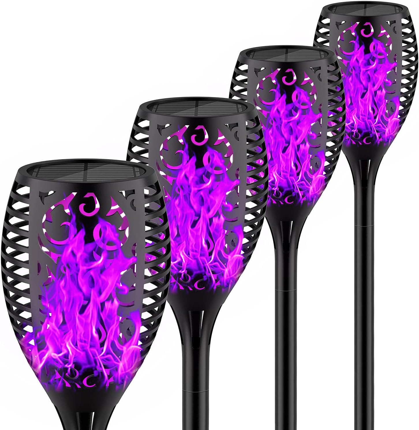 4 Pack Solar Lights Outdoor, 96 LED Solar Torch Light with Flickering Flame, Solar Spotlights Landscape Decoration Lights Dusk to Dawn Auto On/Off for Garden Patio Driveway Christmas Lights Decor