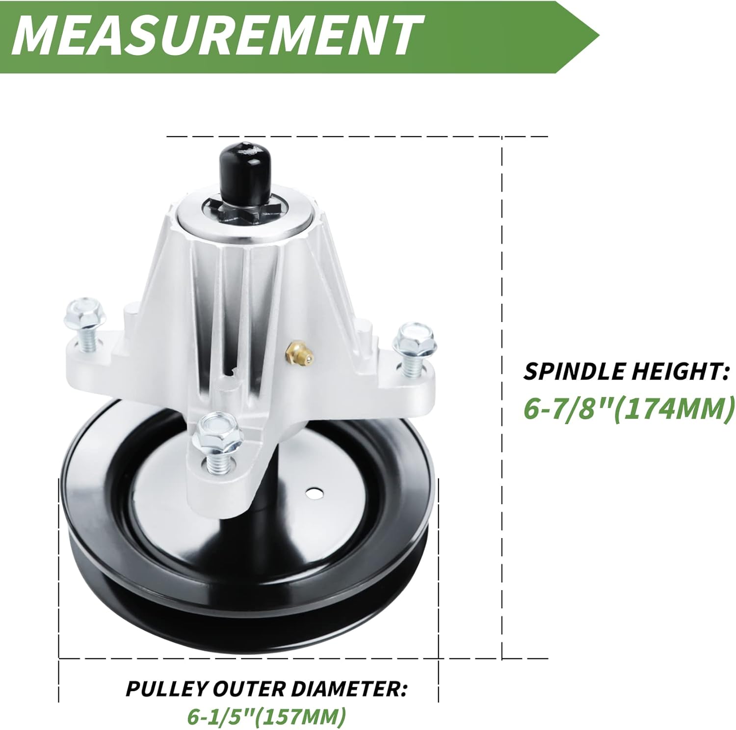 AEagle 918-04822A 918-04822B 04822 618-04822 918-04889 Spindle Pulley Assembly for Troy Bilt MTD Cub Cadet 42 Inch Deck, Tapped Bolt and Zerk Fitting, 2 Pack Pack of 2
