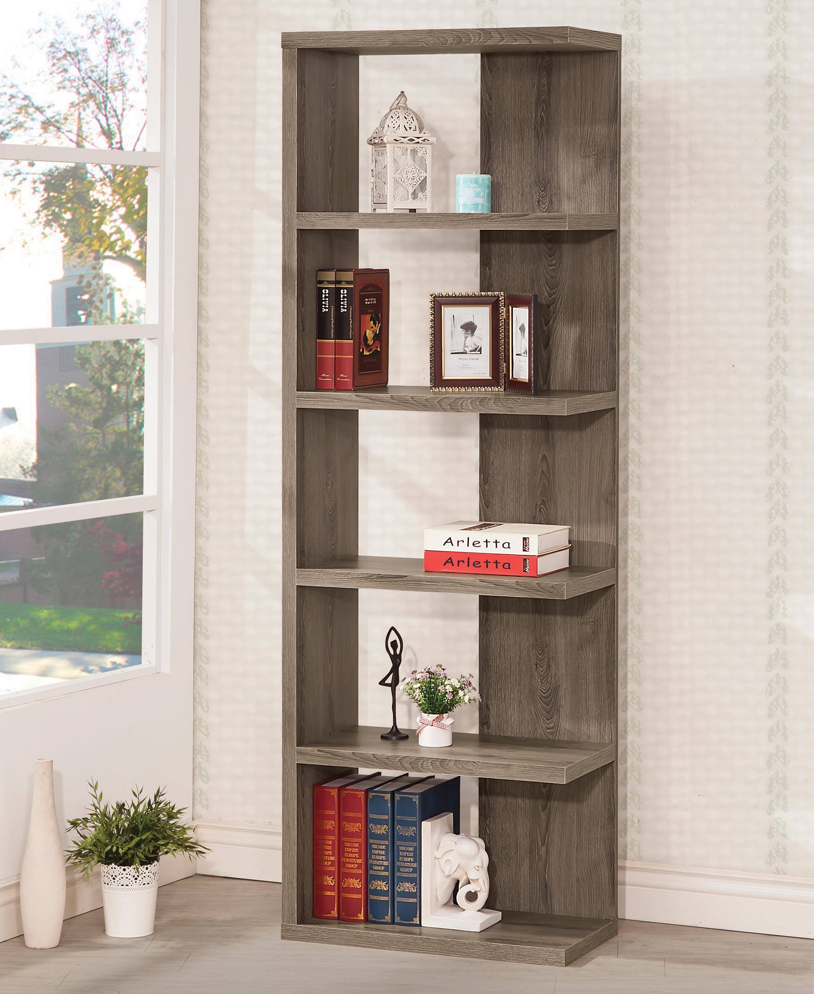 Coaster 800553 Weathered Grey Semi-Backless Bookcase