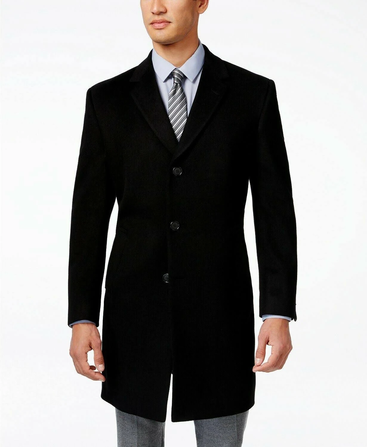 Kenneth Cole Reaction Raburn Wool-Blend Over Coat Slim-Fit - Black