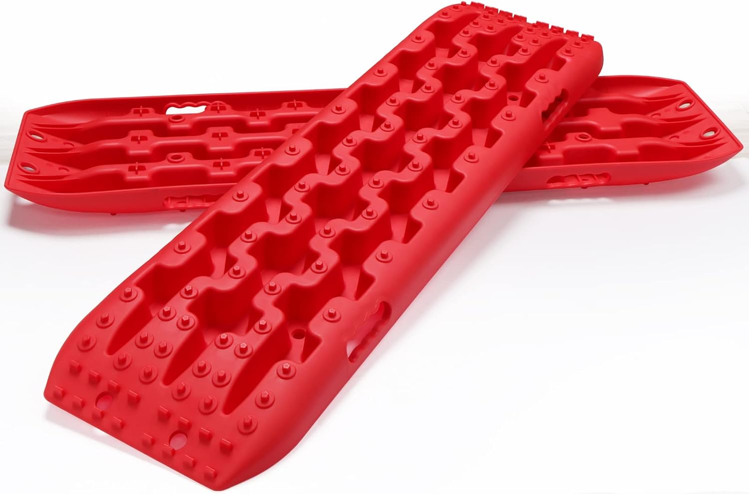 Apexcool Recovery Traction Boards Tracks Mat (Set of 2) for Off-Road Mud, Sand, Snow, Tire Traction Ladder (Red), 105CMx30CMx6CM (ARTB01)