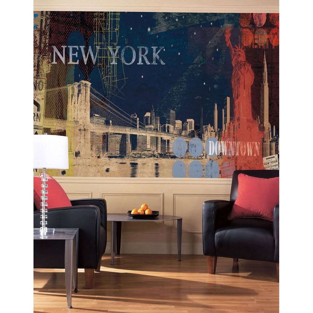 Roommates New York Streets Giant Prepasted Wallpaper Accent Mural