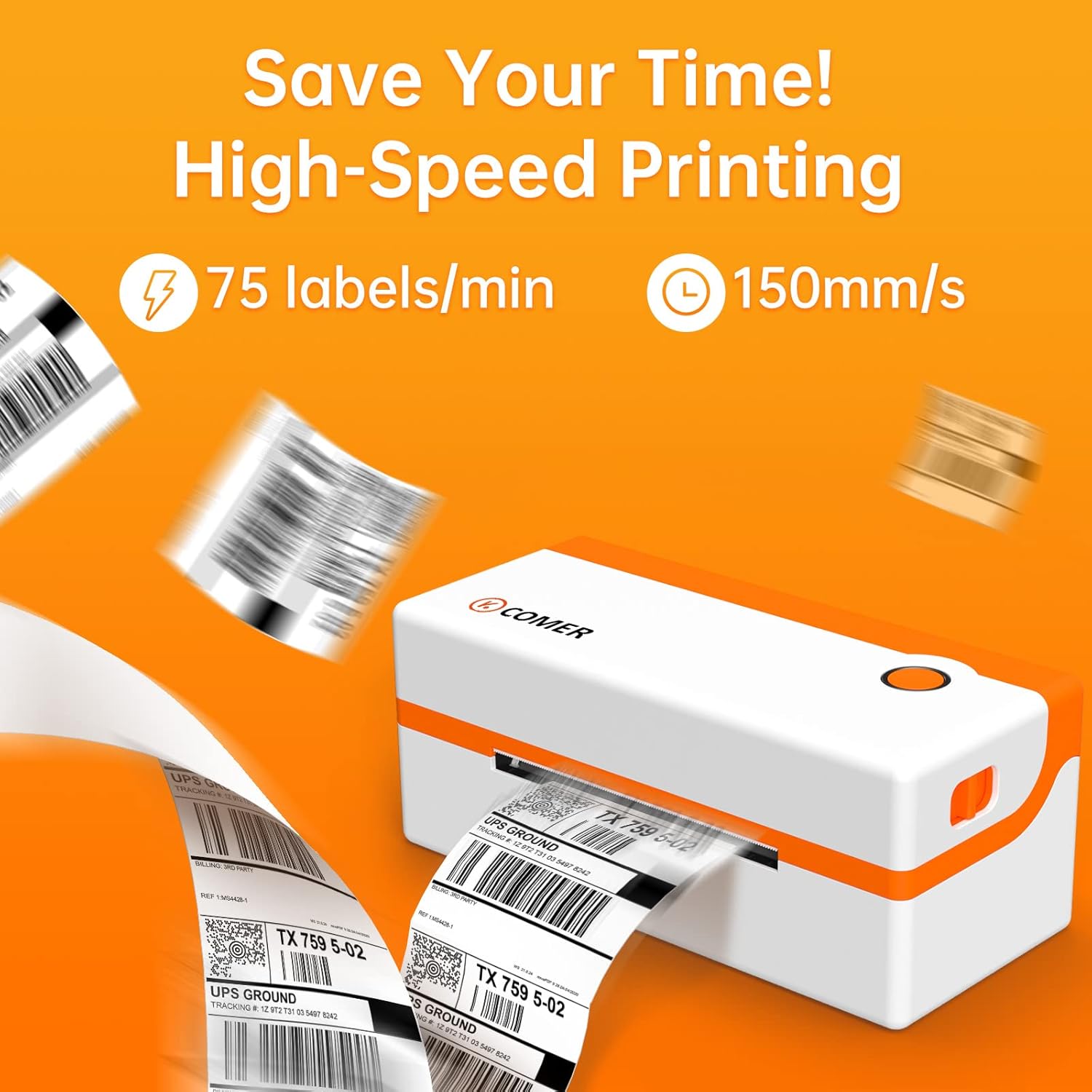 K Comer Thermal Label Printer 4x6 Shipping Label Printer for Small Business & Shipping Package 230dpi 150mm/s for Amazon, Ebay, Shopify, Etsy, UPS, USPS, FedEx, DHL