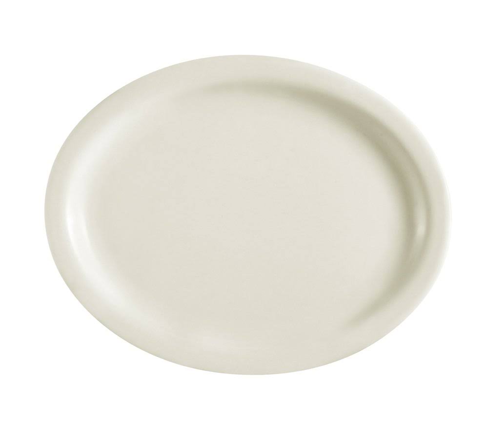CAC China NRC-12 Narrow Rim 9-1/2-Inch by 7-1/4-Inch American White Stoneware Oval Platter, Box of 24