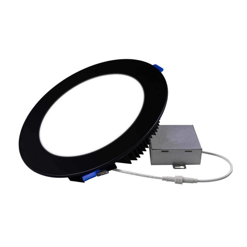 Nicor Lighting DLE821205KRDBK 8 in. DLE8 Series Round Black Flat Panel LED Downlight - 5000K