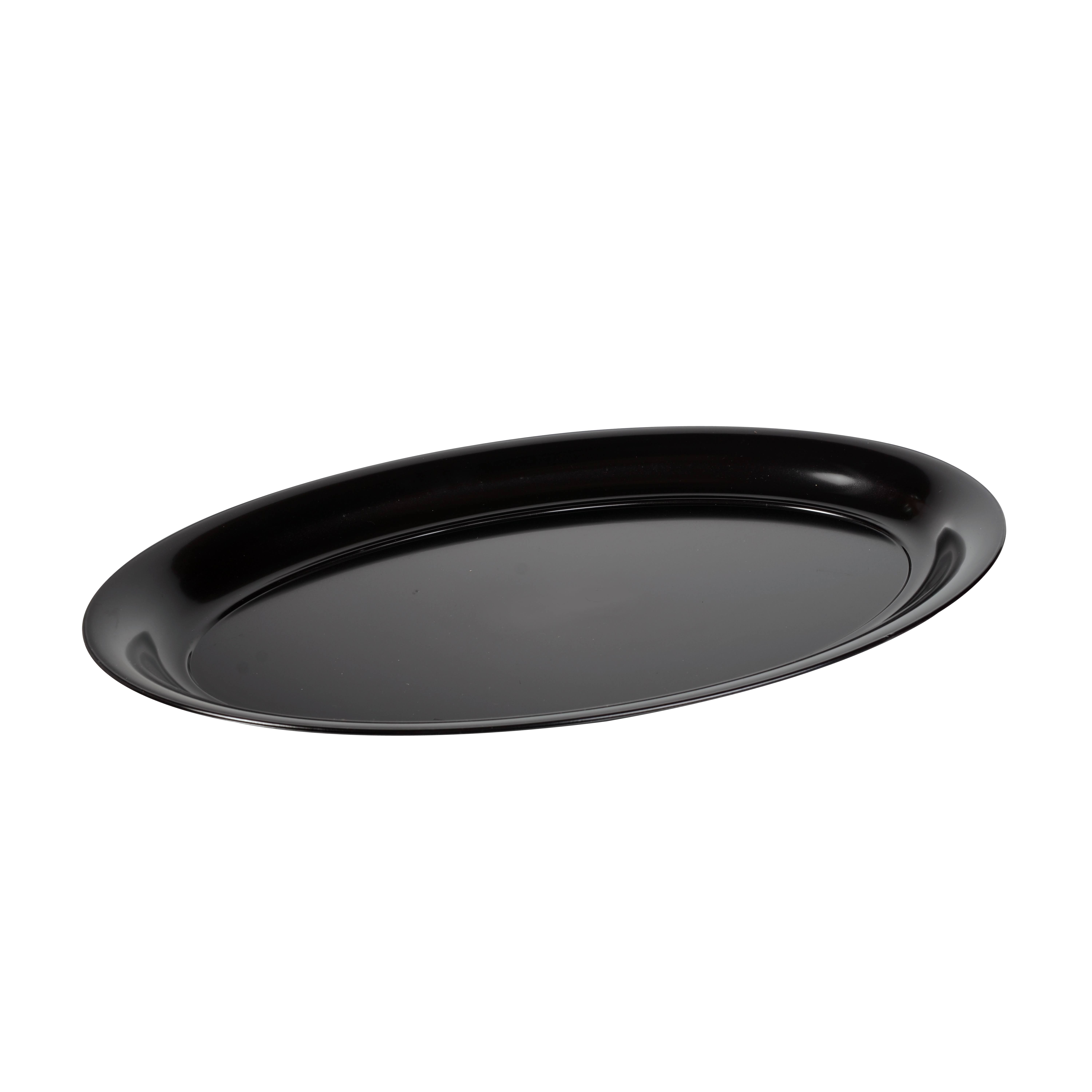 Platter Pleasers 8x22 x 12x22 Black Plastic Oval Tray, Fineline (3515-BK)