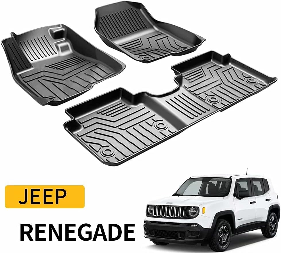 TTX LIGHTING Floor Mats for Jeep Renegade 2015 2016 2017 2018 2019 2020 2021 TPE Automotive Floor Mats All Weather Protector Mat Include Front and Rear Row Linder Black