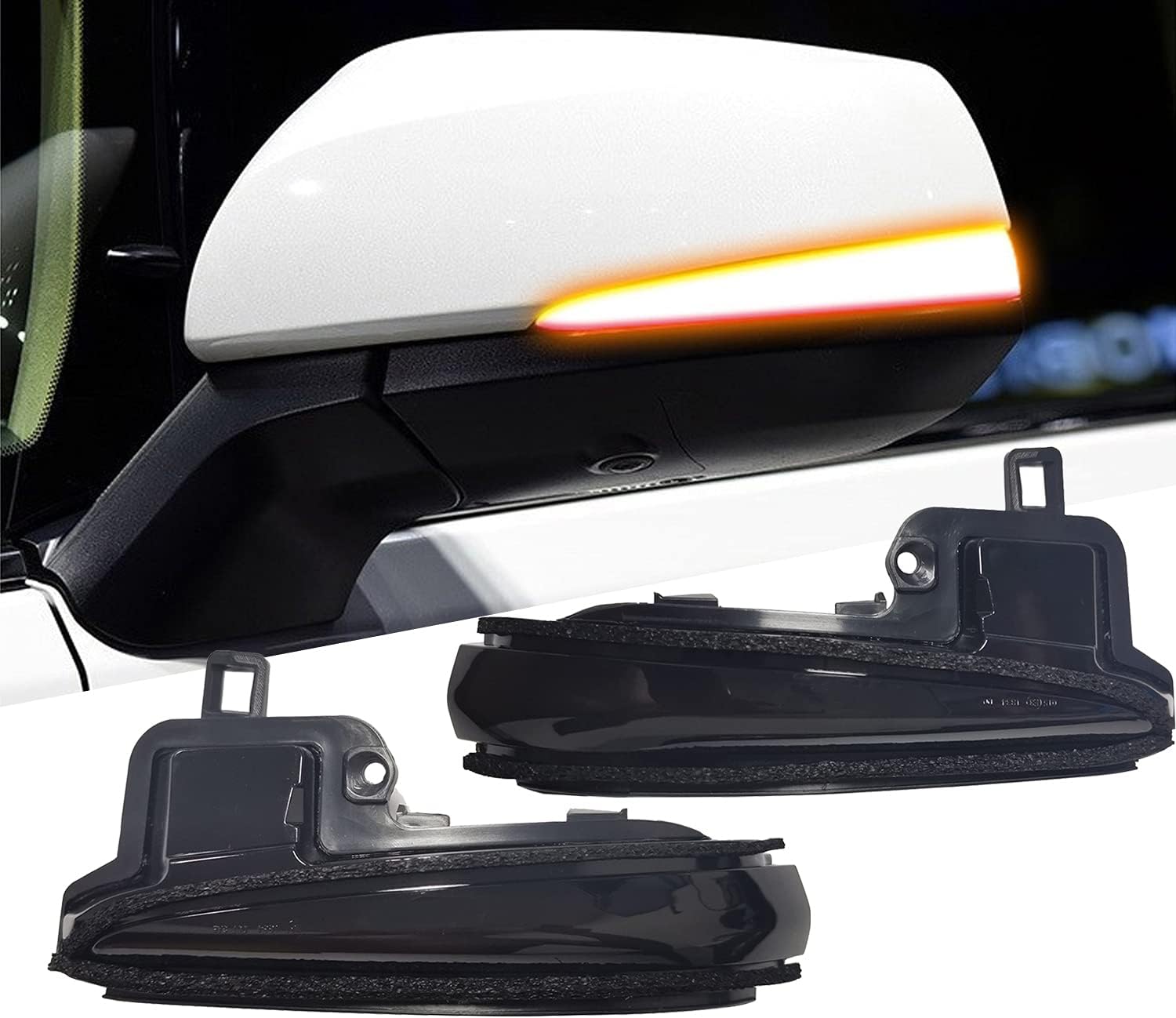 KYYET Left Right Led Side Mirrors Sequential Dynamic Turn Signal Lights Indicator Strip Compatible with Toyota Tacoma 2016-2021, RAV4 XA50 2019-2021, Highlander XU70 2020-2021 (Smoke lens)