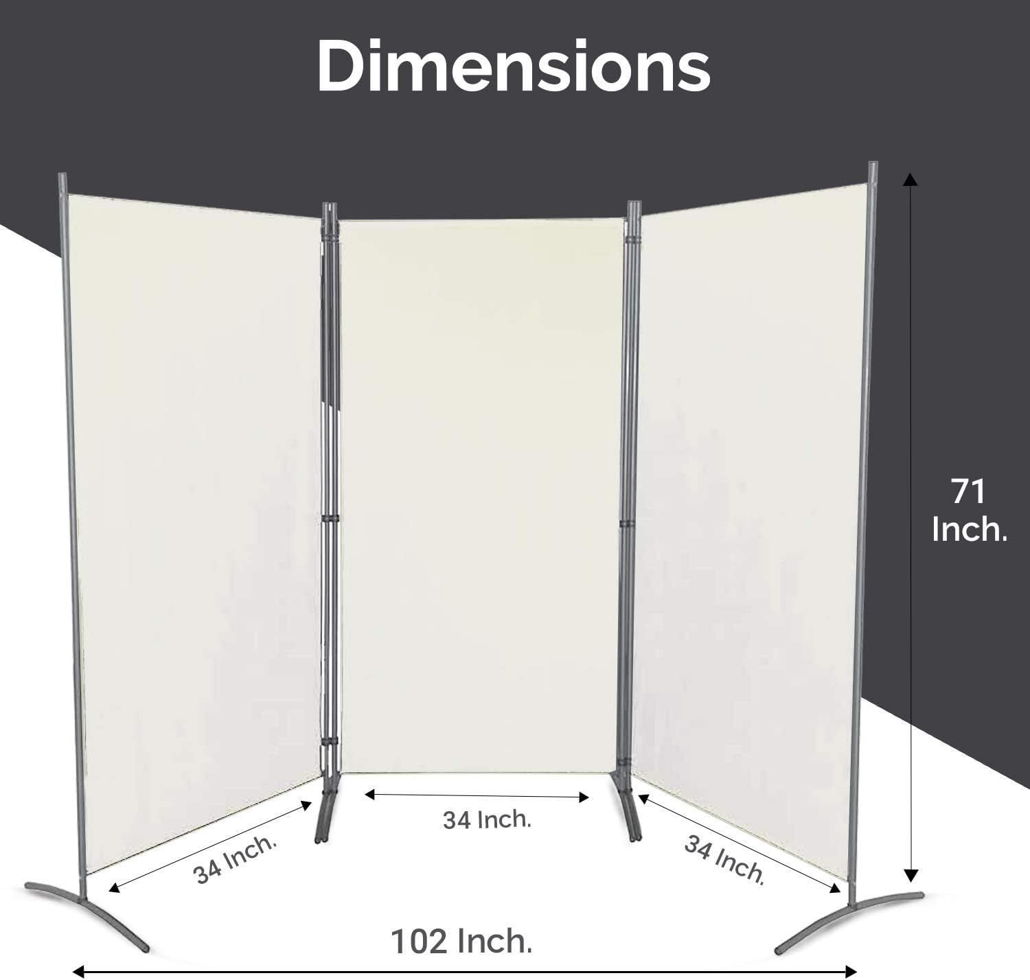 Room Divider – Folding Partition Privacy Screen for School, Church, Office, Classroom, Dorm Room, Kids Room, Studio, Conference - 102