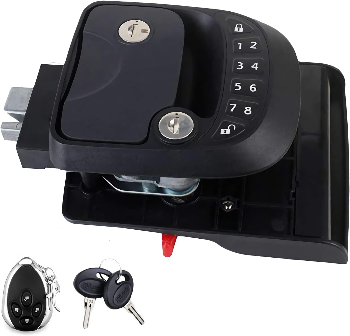 WonVon RV Lock RH Compact Keyless Entry Keypad Door Handle with 1 Wireless Remote Key Zinc Alloy Security fit for Travel Trailer Camper Yacht