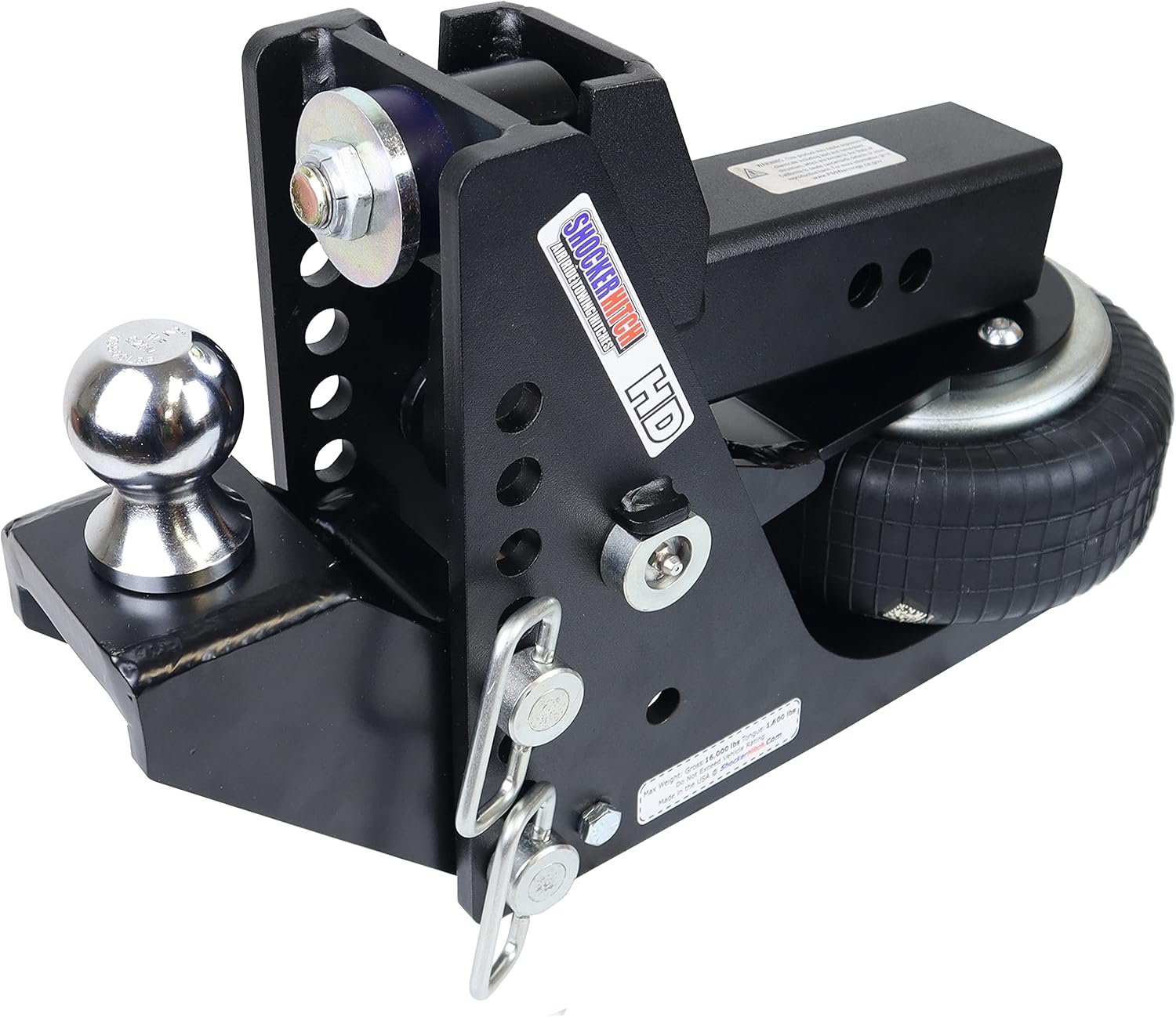 Shocker HD Max Black Air Hitch & Raised Ball Mount (+2
