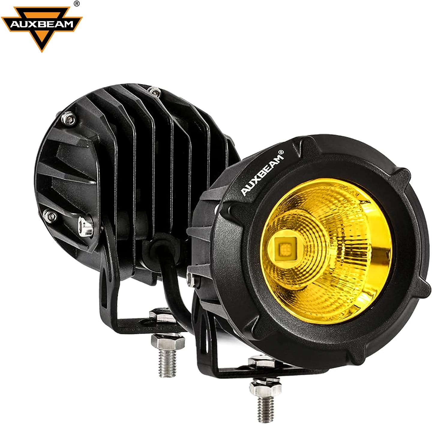 Auxbeam 3.5 Inch LED Light Pods Round Pod Light with 5050 LED Golden Yellow Flood Spot Light Offroad Driving Light Fog Light for Wrangler Truck Pickup SUV ATV UTV Pack of 2
