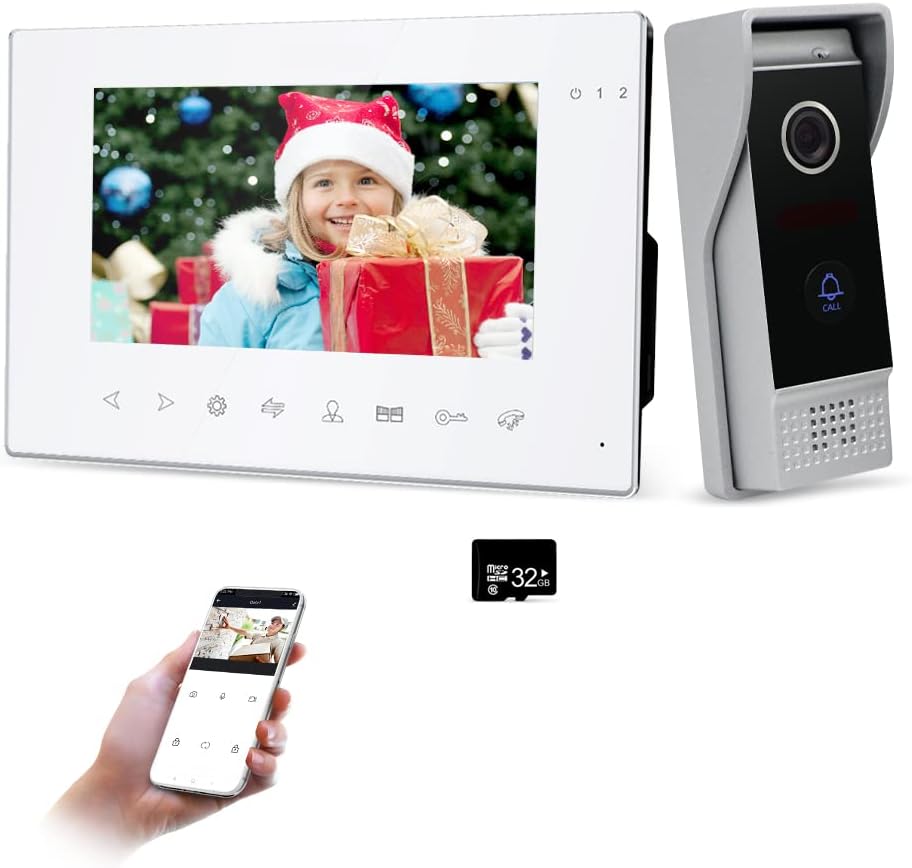 JeaTone Video Door Phone Doorbell 4-Wired 7 Inch AHD Wi-Fi Intercom System with 720P Camera Support Tuya APP Remote Motion Detection/Unlock/Record/Snapshot Pack of 2