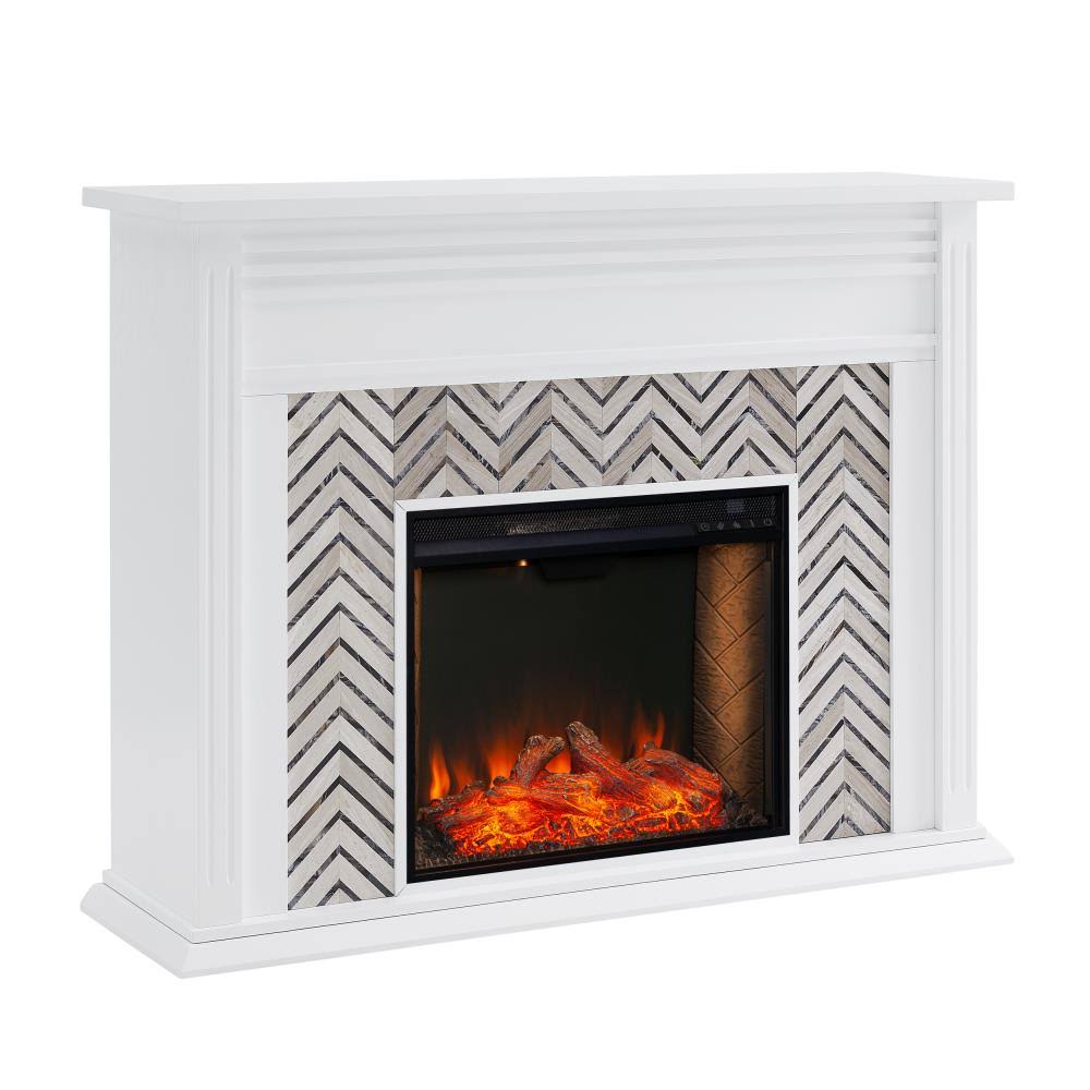 Boston Loft Furnishings 50-in W White and Gray Fan-Forced Electric Fireplace Marble | ATG9570801FS