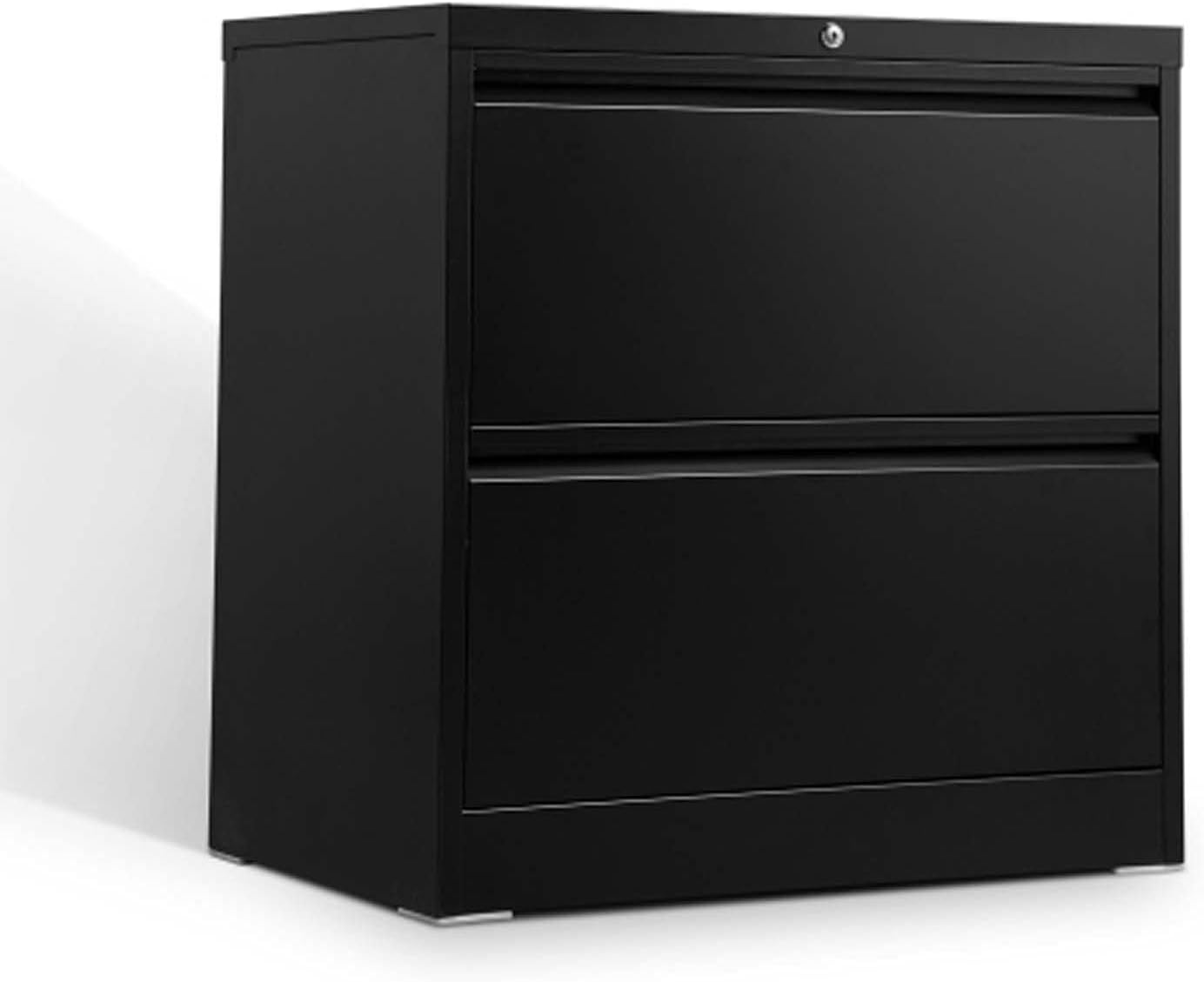 2 Drawer Lateral File Cabinet,Metal Lateral File Cabinet Filing Cabinet Storage File Cabinet for Hanging Files Letter/Legal/F4/A4 Size (Black)