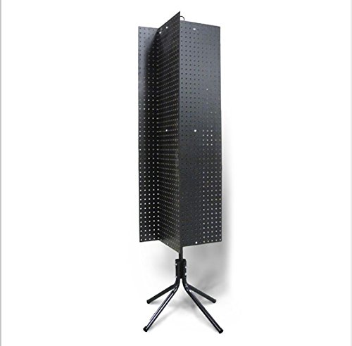 Rotating Pegboard Tower Display in Black - 61.25 H x 12.5 W x 18.5 D Inches