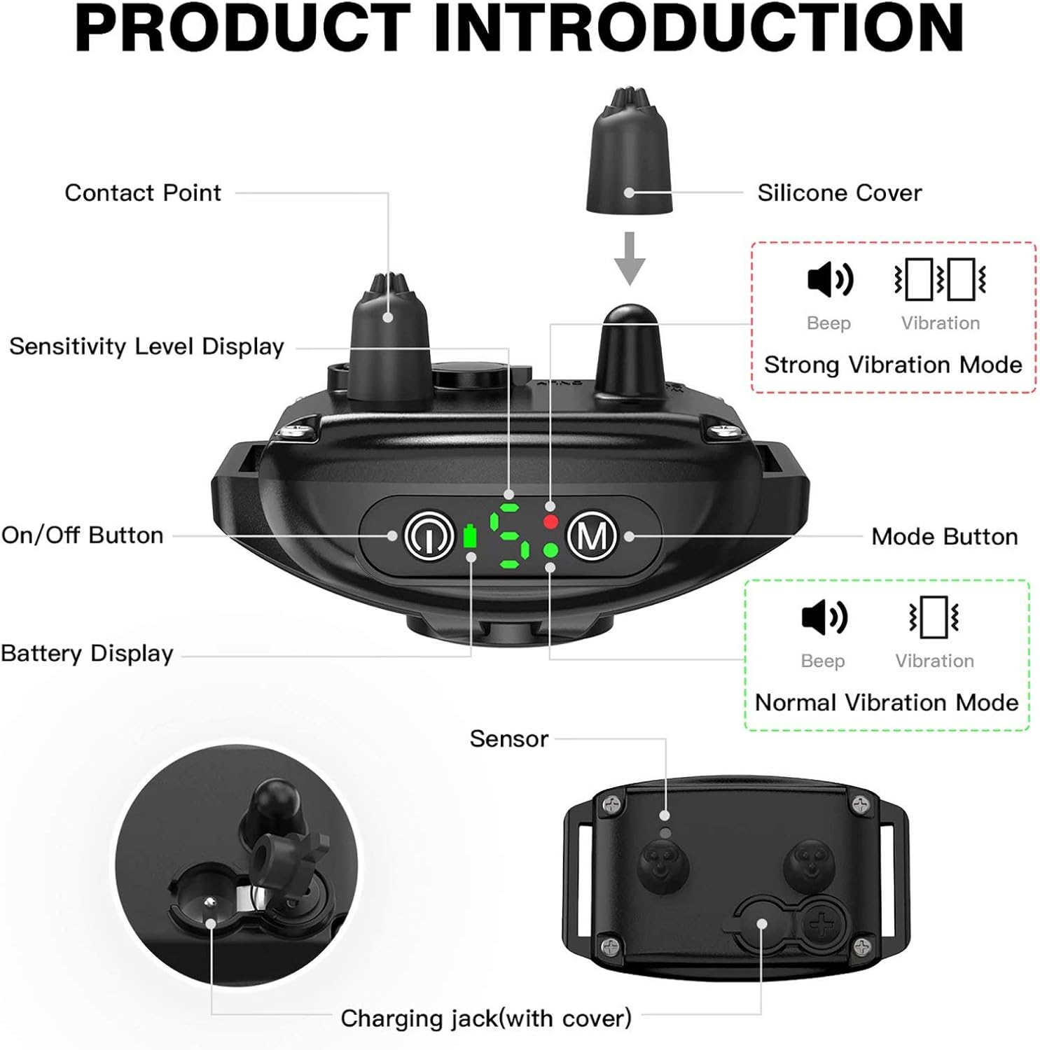 2 Pack Smart Dog Bark Collar - 5 Adjustable Sensitivity/Vibration&Sound/Rechargeable/IPX7 Waterproof - No Shock Bark Control Training Collar for Small Medium Large Dog Pack of 2