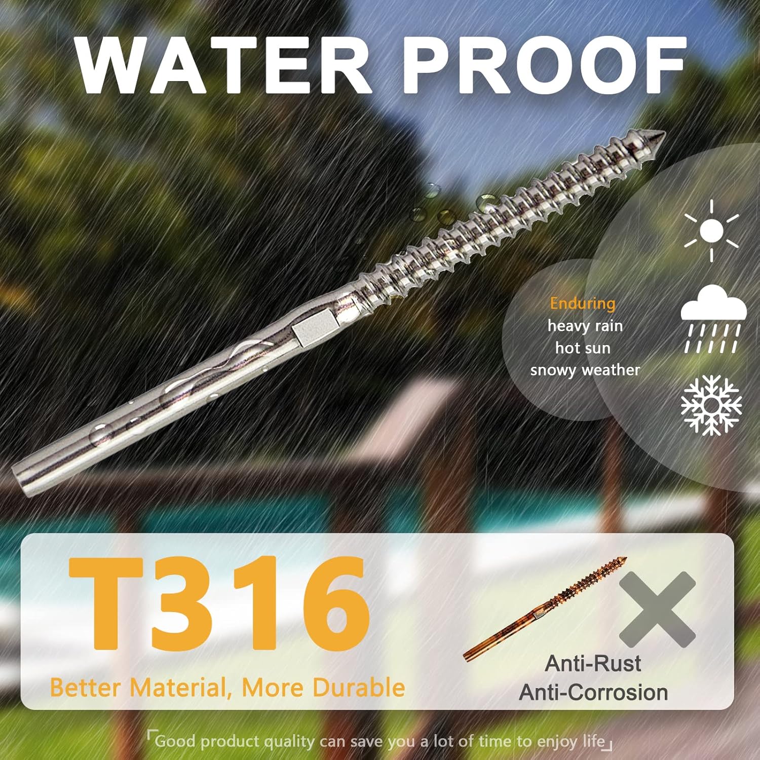 Wayska 40 Pack T316 Marine Grade Stainless Steel Cable Railing Hardware kit, Right & Left Handed Thread Lag Screws for 3/16 Inch Cable Railing Kit, Decking Railing(20 Pairs)