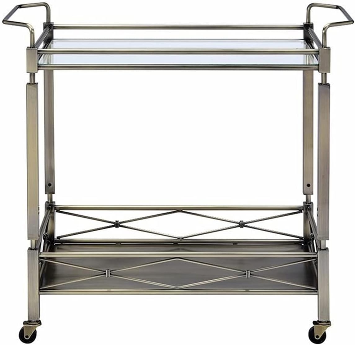 ACME Furniture Matiesen cart, Antique Gold & Clear Glass
