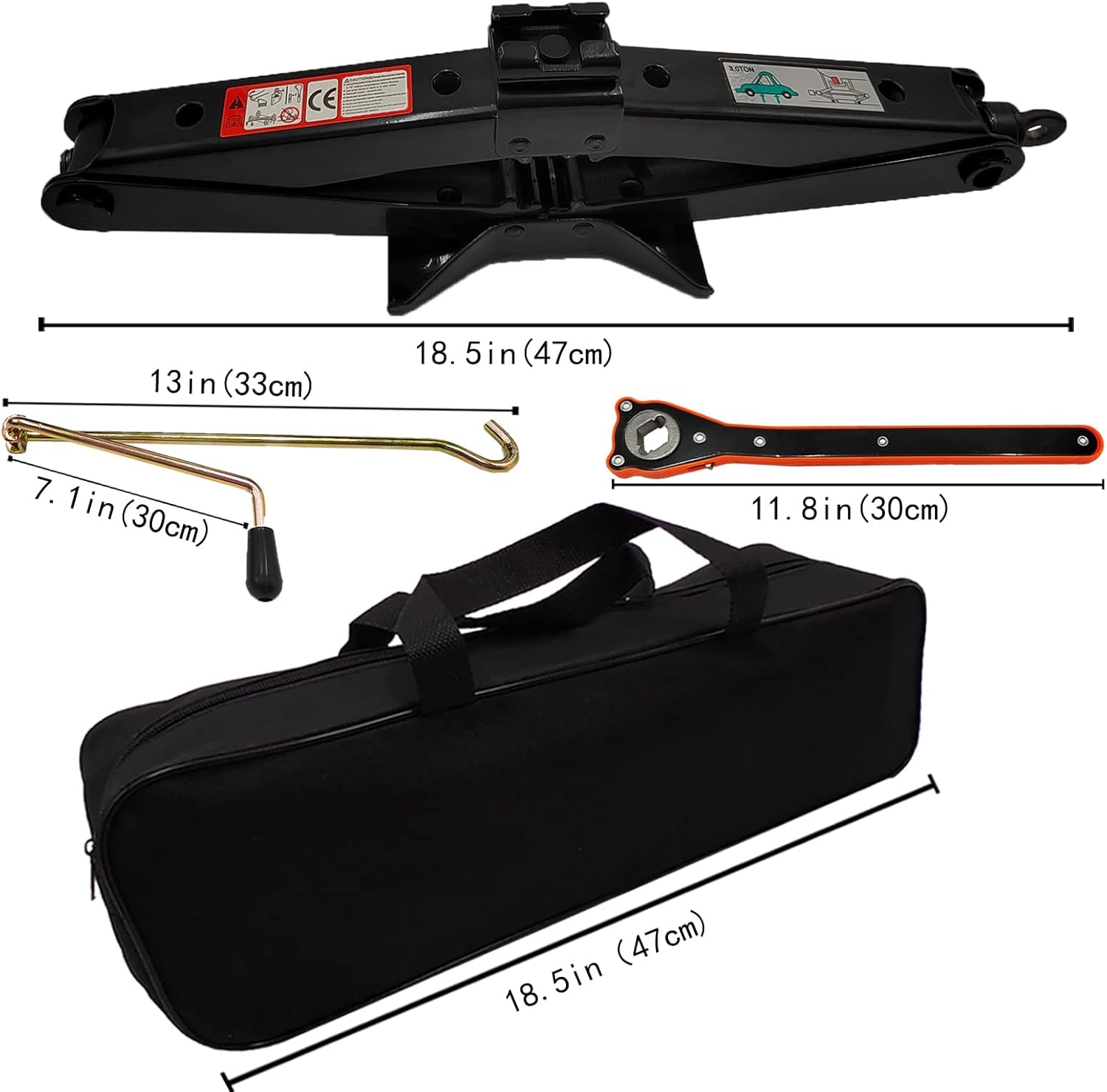 GERSIK Steel Scissor Lift Jack 3 Ton (6614 lbs) Capacity,Car Jack Kit,Portable Car Lift with Hand Crank/Wrench/Lug Wrench,Ratchet Handle Tool Saving Strength Design ,Stable and Safe. Pack of 2