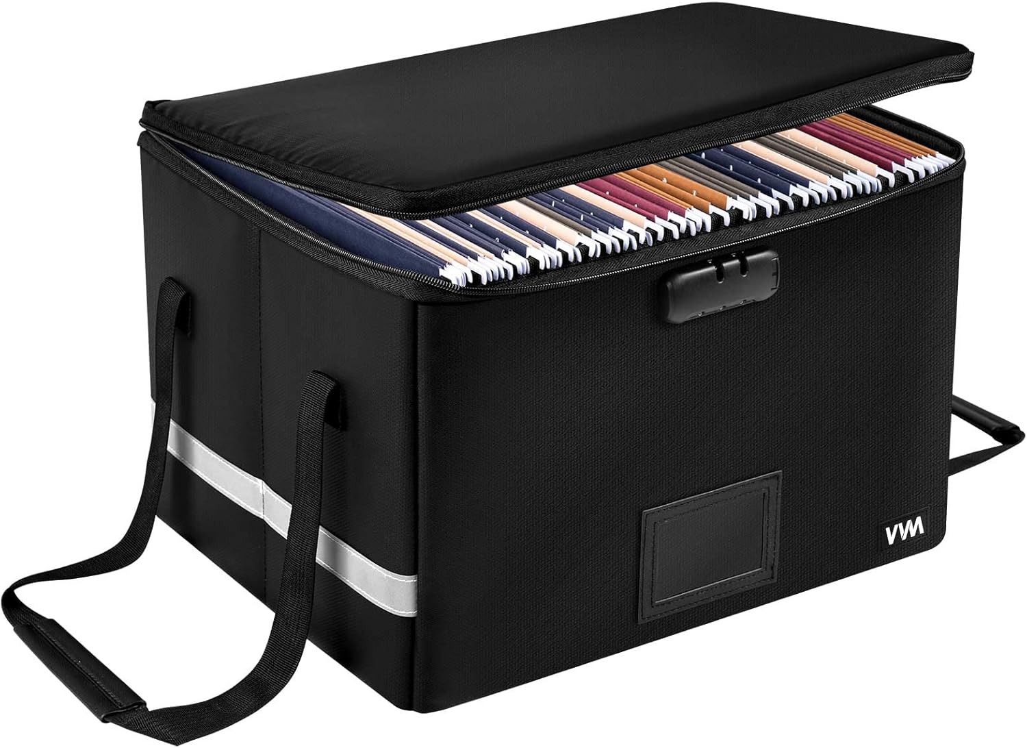 Fireproof File Box,File Storage Organizer,Filing Cabinet Box with Lock, Collapsible Document Storage Filing Box with Handle,Portable Box Bin Cabinet for Storage Letter/Legal Folder Home Office Safe,Black Pack of 2