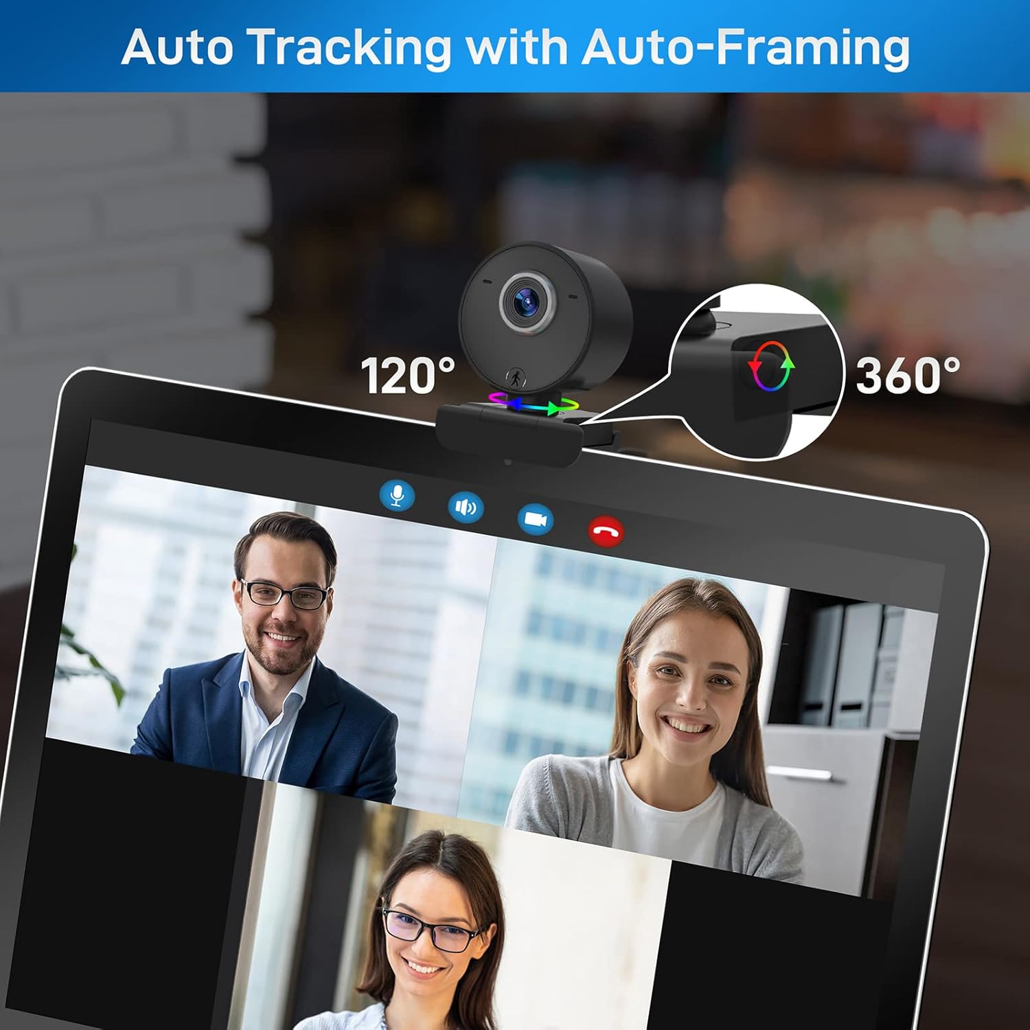 TNTOR W66/B-R 1080P 30FPS Webcam with AI Auto Tracking, Dual Microphone & High-Performance Adaptive Light Sensor, HD USB Computer Web Camera, for OBS/Gaming/Skype/FaceTime/Teams/Twitch