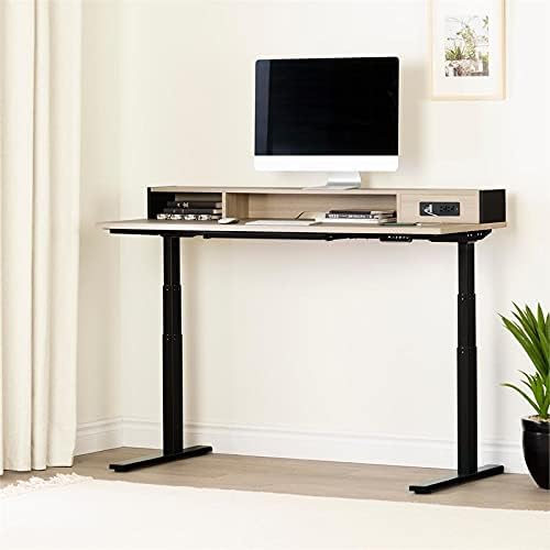 South Shore Desk, Medium, Soft Elm and Matte Black