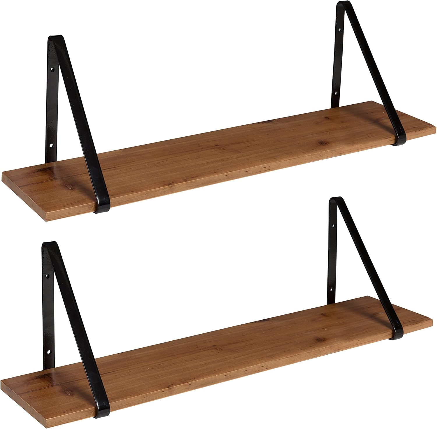 Kate and Laurel Soloman 1 Wooden Shelves with Brackets, (Pack of 2)-28 in, Black/Gold, 2 Count Pack of 2