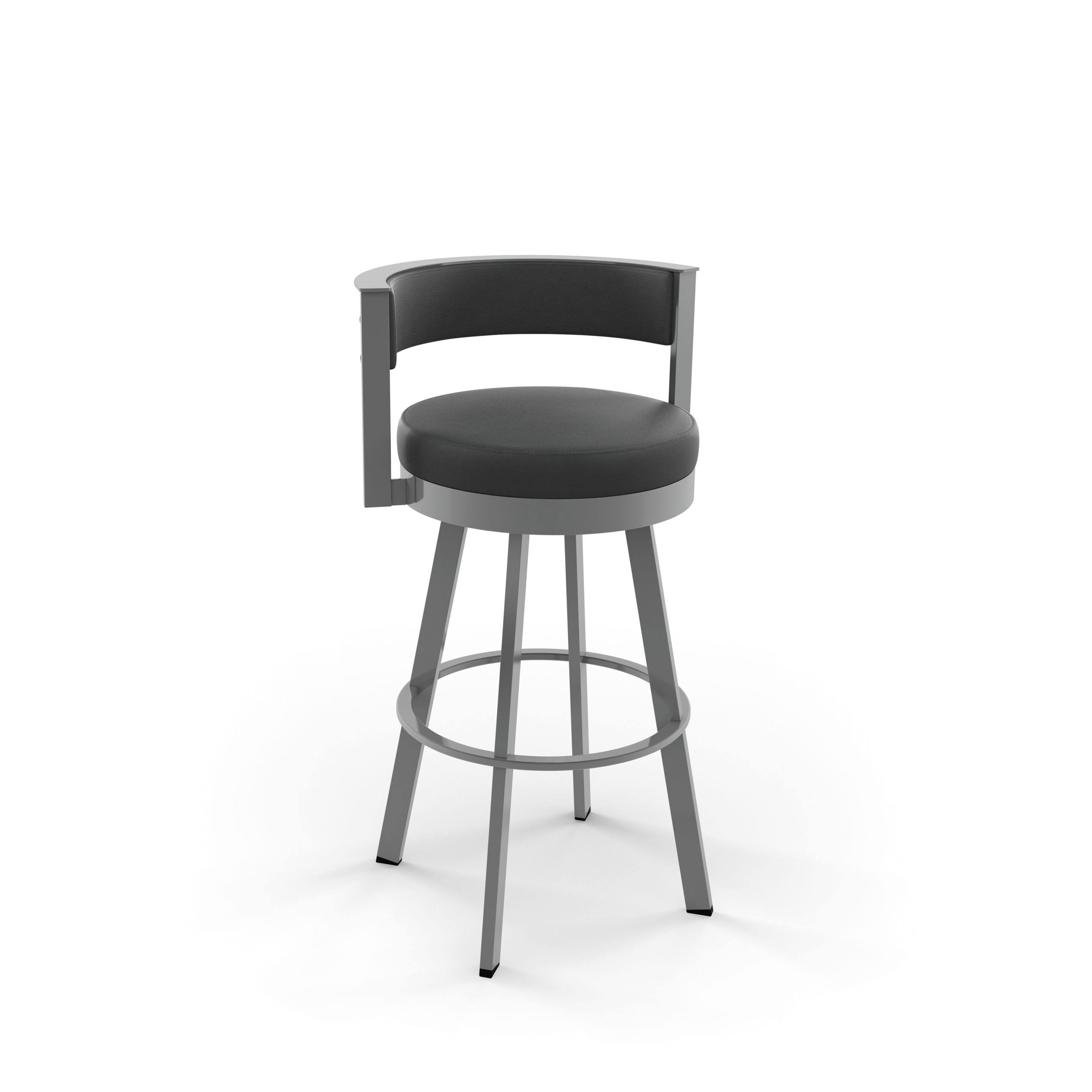 Amisco Browser Swivel Barstool, Glossy Gray/Charcoal Black