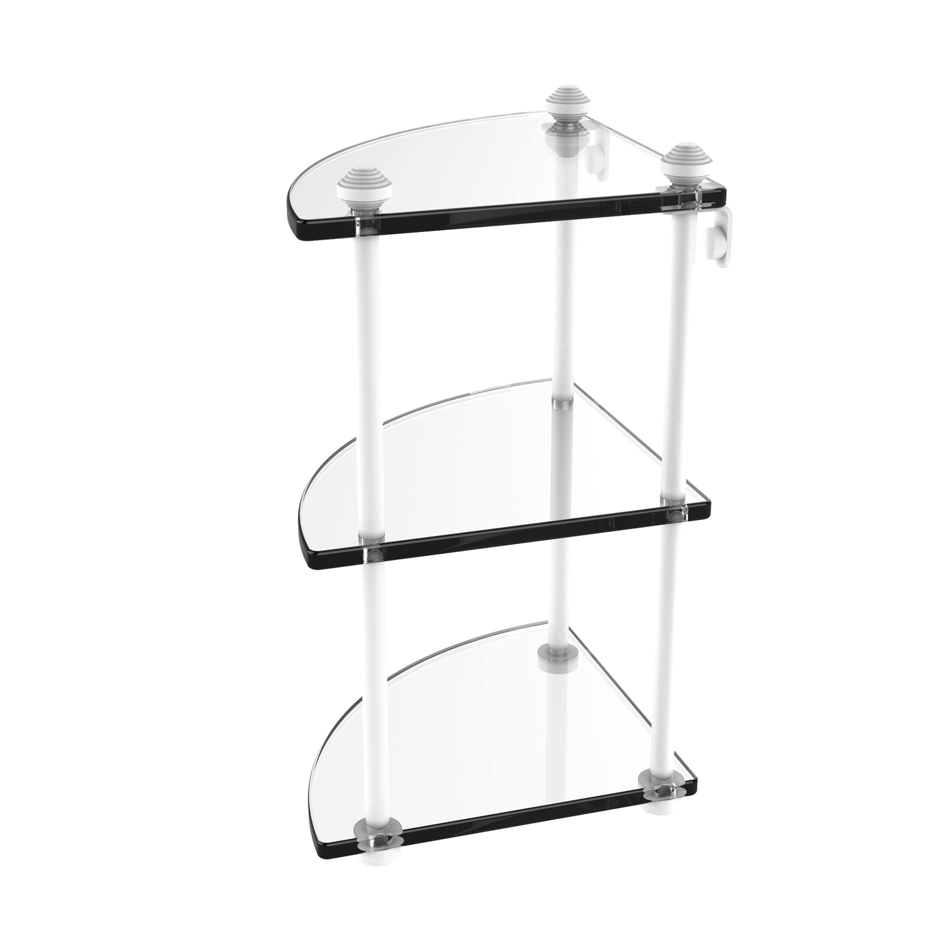 Allied Brass SB-6-WHM Southbeach Collection Three Tier Corner Glass Shelf Matte White