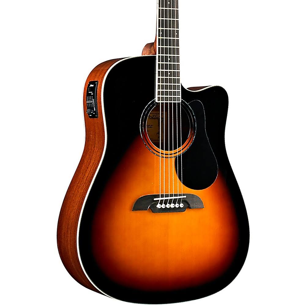 Alvarez Dreadnought Cutaway Acoustic-Electric Guitar Sunburst, Yellow