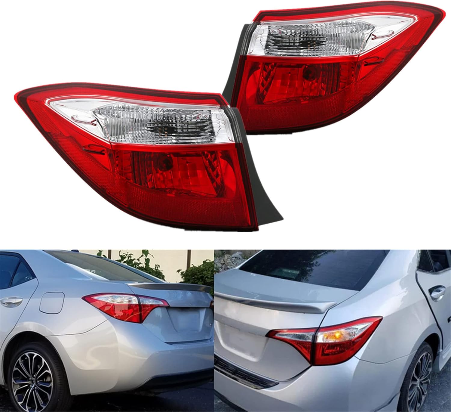 muparkt 2-Pack Outer Piece Tail Light Assembly Replacement for 2014-2016 Toyota Corolla Left & Right Side 8156002751, 8155002751