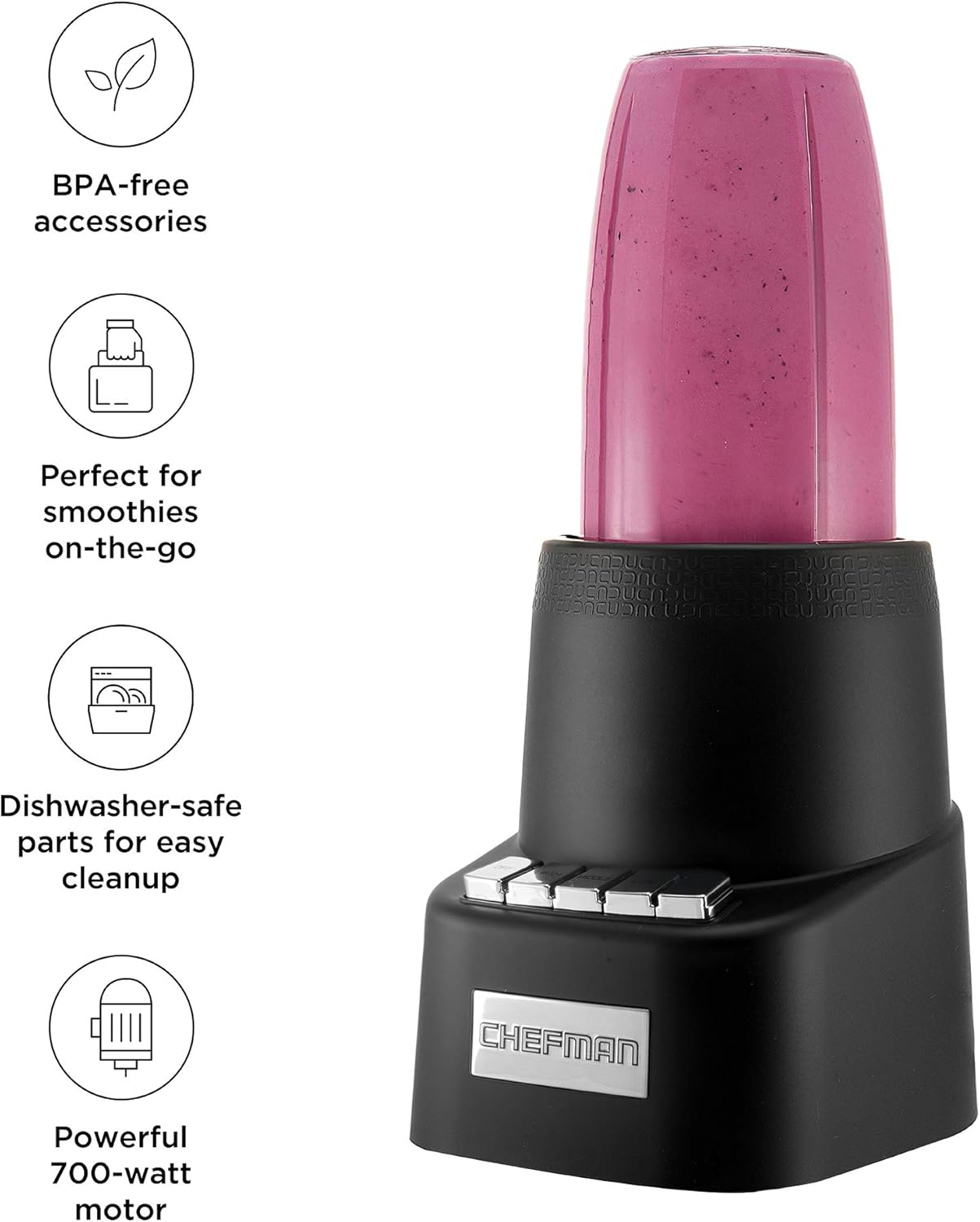 Chefman Countertop + Travel Dynamic Blending System, 12-Piece Set, 3 Programmed Speeds & Pulse, Easy Ice Crushing for Shakes & Smoothies, Dishwasher-Safe 32-Oz Pitcher, 12Oz & 2 24Oz Tumblers, Black Pack of 2