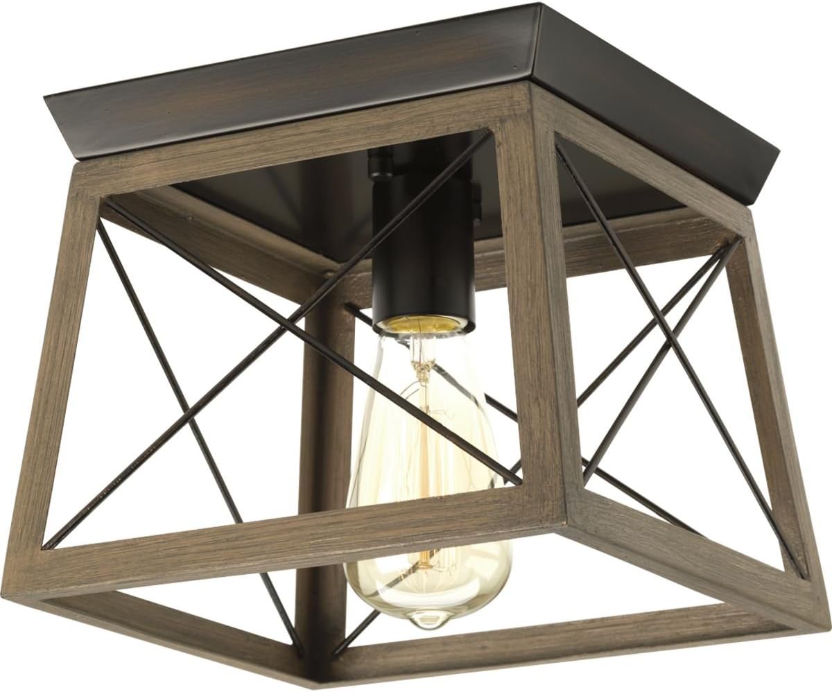 Progress Lighting P350022-141 Briarwood Close-to-Ceiling, Bleached Oak Pack of 2