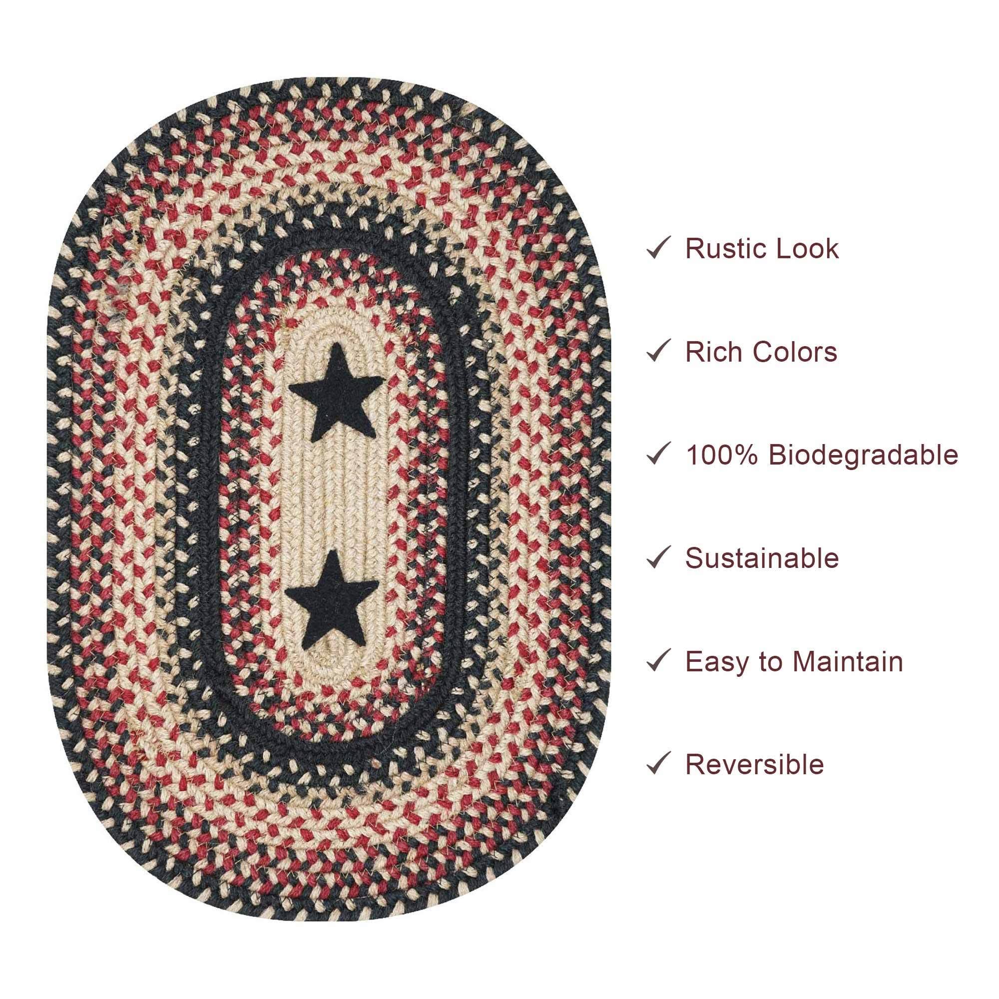 Homespice Decor - 13 x 19x22 Placemat Oval Primitive Star -Gloucester Jute Braided Accessories