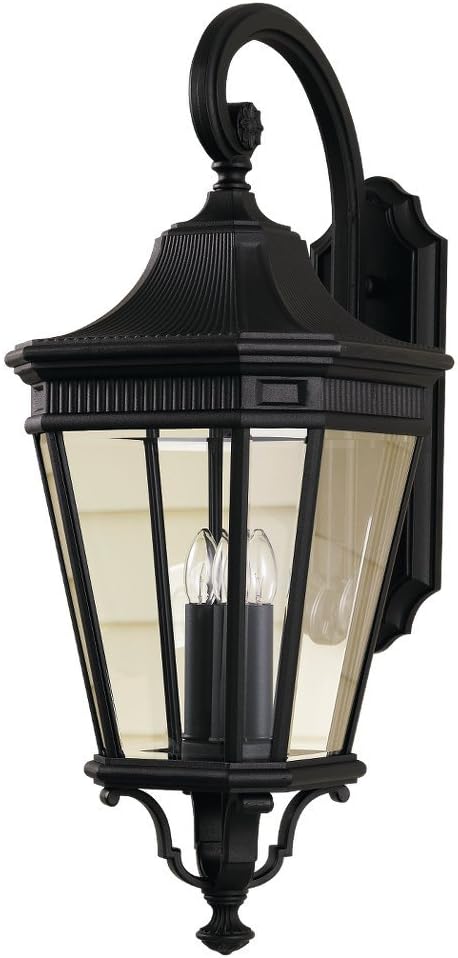 Feiss OL5401BK Cotswold Lane Outdoor Patio Lighting Wall Lantern, Black, 2-Light (9
