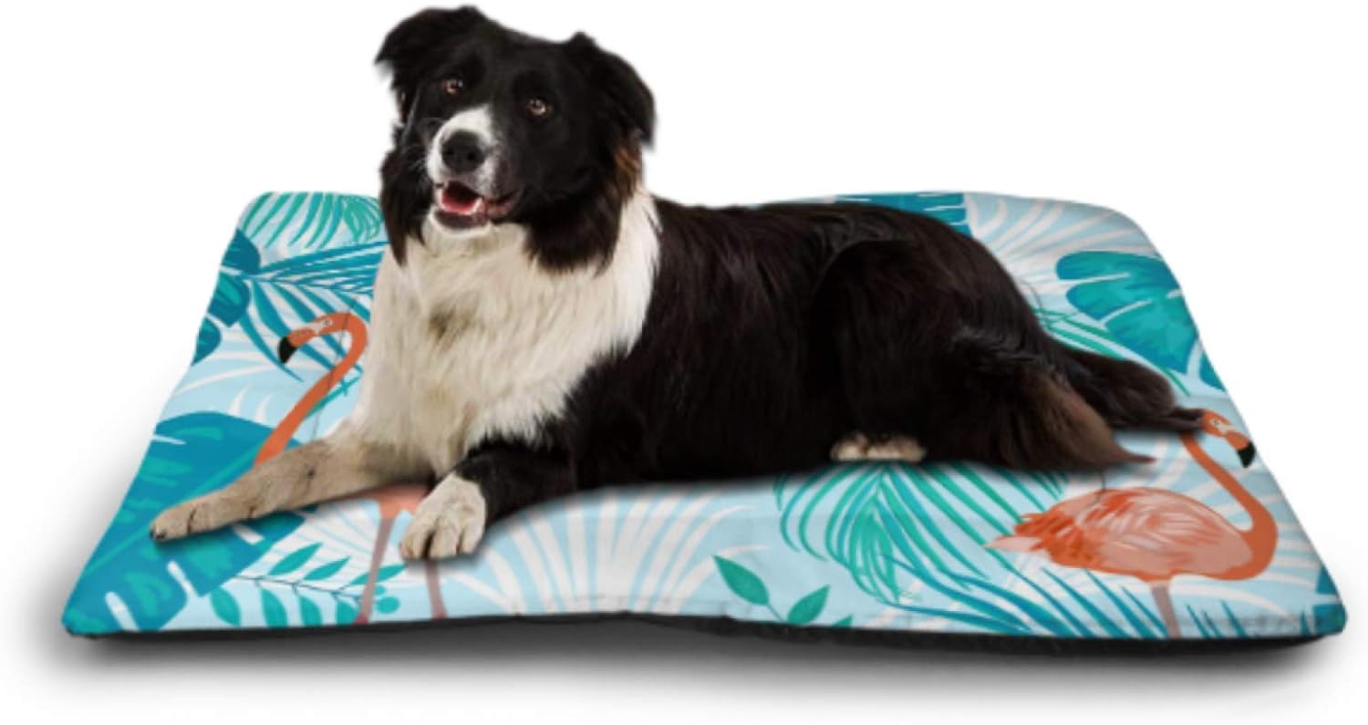 ALALAL Seamless Flamingo Leaves Monstera Tropical Dog Cat Easy Clean Dog Supplies Non Slip 40&times;27inch Pet Pad Machine Washable Pet Pad for Stress Release