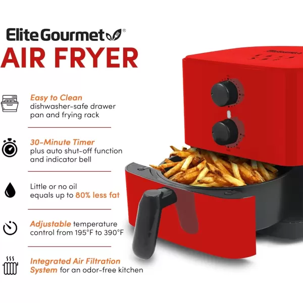 Air Fryers EAF-3218R Personal 1.1 Quart Compact Space Saving Electric Hot Air Fryer Oil-Less Healthy Cooker, Timer & Temperature Controls, Red.(Red)