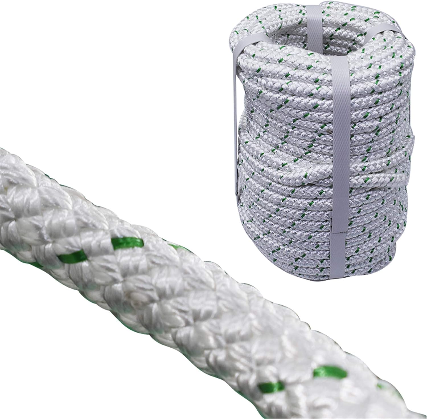 TINVHY 3/8 Inch x 100 Feet 4800Lbs Double Braid Polyester Rope Breaking Strength Strong Pulling Rope Pack of 2