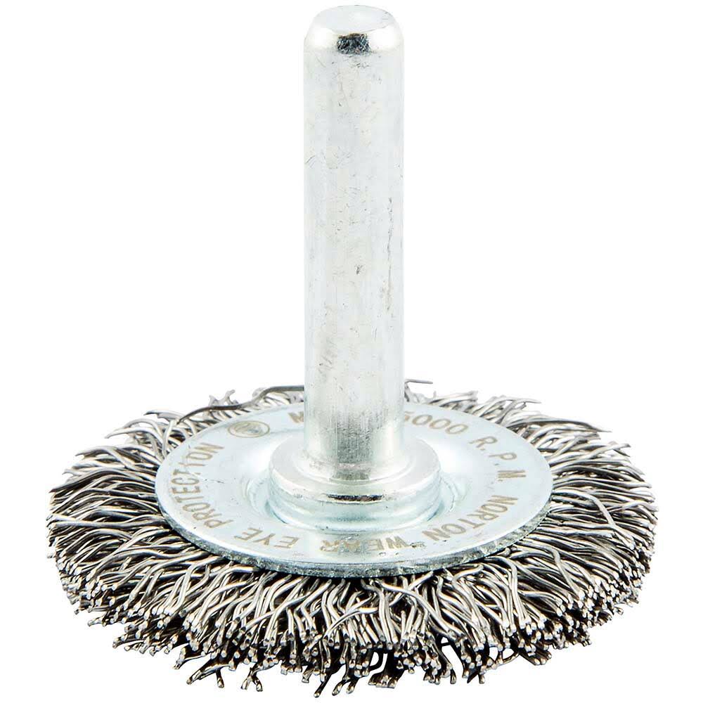 Norton 1-1/2x22 OD, Crimped Carbon Wheel Brush - 1/4x22 Face Width, 1/4x22 Trim Length, 25,000 RPM | Part #66252838963