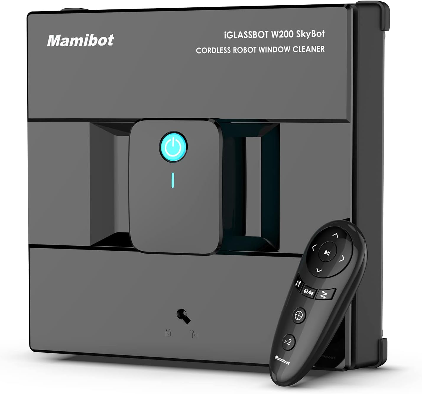 Mamibot Wireless Window Cleaner Robot Vacuum with Remote Control W200 SkyBot Automatic Glass Cleaning Tools with Strong Auto Suction-Adjusting for Indoor Outdoor High Windows (Black)