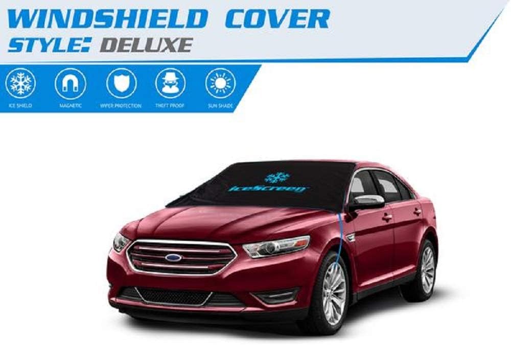 iceScreen Magnetic Frost Ice Snow Sun Windshield Cover, Deluxe Black Pack of 2