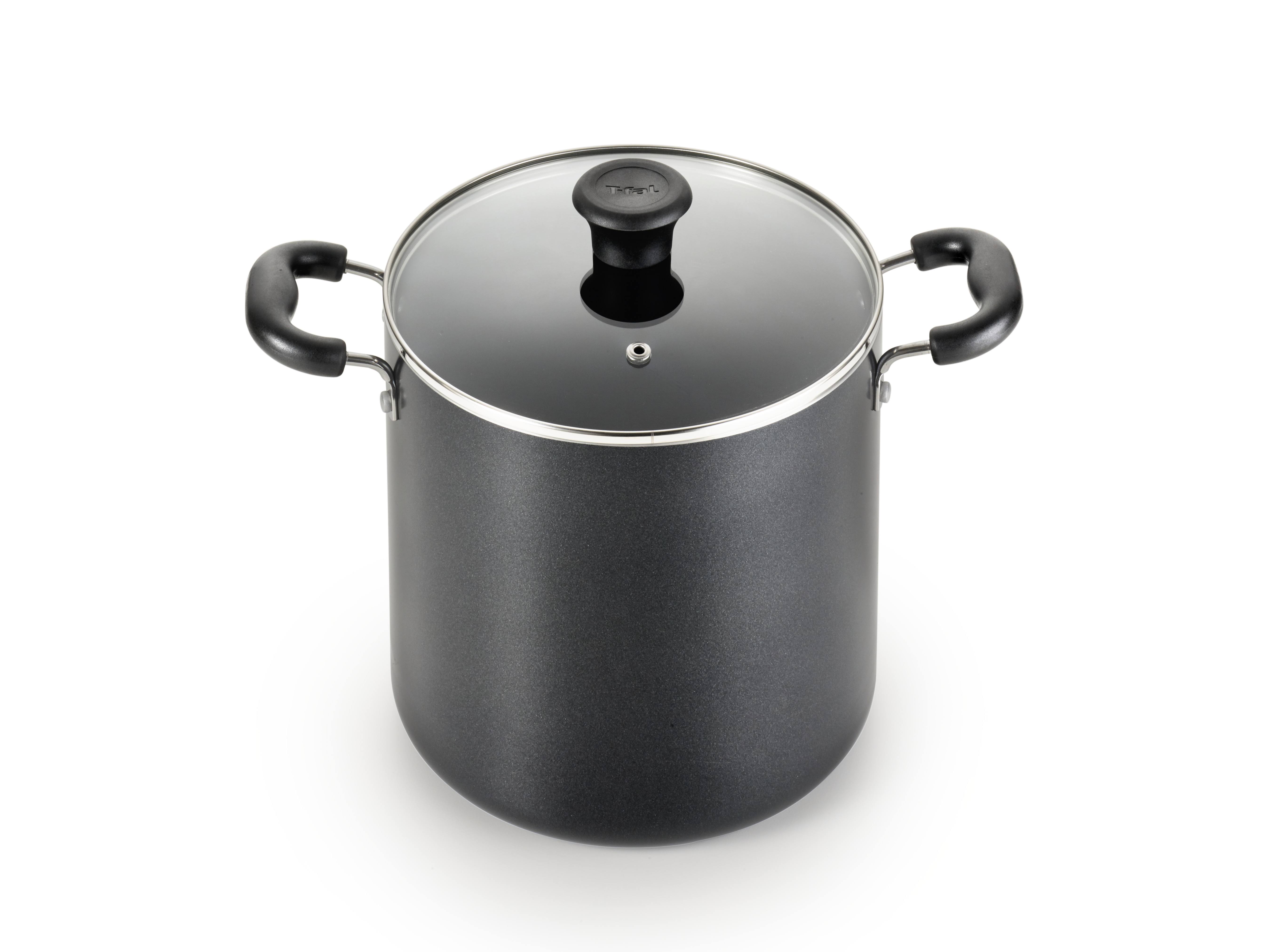 T-Fal Essentials 8-Qt. Stockpot with Lid, Black, 8 qt